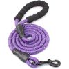 Rope Dog Leash, Heavy Duty Dog Leash with Comfortable Padded Handle and Highly Reflective Threads for Small Medium and Large Dogs, Purple