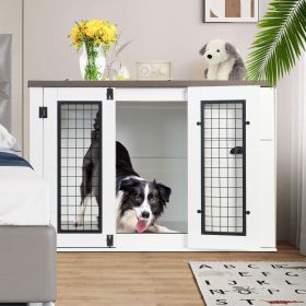 Furniture style dog cage, wooden dog cage, double door dog cage, side cabinet dog cage, Dog crate