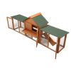 Large Wooden Rabbit Hutch Indoor and Outdoor Bunny Cage with a Tray and Runs for Small Animals, Orange