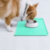 Dog Food Mat, Silicone Dog Cat Bowl Mat, Waterproof Pet Feeding Mat for Small Pet, Green (18.5" x 11.5")