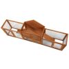 Large Wooden Rabbit Hutch Indoor and Outdoor Bunny Cage with a Tray and Runs for Small Animals, Orange