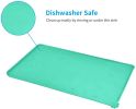 Dog Food Mat, Silicone Dog Cat Bowl Mat, Waterproof Pet Feeding Mat for Small Pet, Green (18.5" x 11.5")