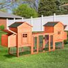 Outdoor Wooden Chicken Coop, 124" Large Hen Cage Rabbit House, Bunny Hutch with Ventilation Door