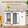 Dual Net Door Wooden Dog Crate - Side Cabinet with 2 Drawers