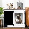 Stylish Wooden Kennel Doodle Dog Crate with Dual Entry & Chalkboard, for Medium and Small Dogs