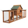 Large Wooden Rabbit Hutch Indoor and Outdoor Bunny Cage with a Tray and Runs for Small Animals, Orange