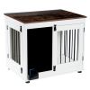 Stylish Wooden Kennel Doodle Dog Crate with Dual Entry & Chalkboard, for Medium and Small Dogs