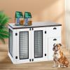 Dual Net Door Wooden Dog Crate - Side Cabinet with 2 Drawers