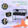 PawHut Two-Story Small Animal Cage Removable from Stand, Guinea Pig Cage, Hedgehog Cage, Chinchilla Cage, Ferret, with Shelf & Wheels, Pet Habitat