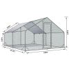 Large Metal Chicken Coop Walk-in Poultry Cage Hen Run House Rabbits Habitat Cage Spire Shaped Coop with Waterproof and Anti-Ultraviolet Cover (13.1' L