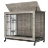 38 Inch Heavy-Duty Gray Dog Crate Furniture