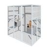 62.6" Outdoor Wooden Cat House Large Catio, Solid Wood Cat Cage Shelter Enclosure Playpen with Anti-UV& Waterproof, 7 Platforms and 2 Resting Boxes