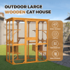 Catio Outdoor Cat Enclosure with Roof 72" Height Cat Wooden House Large Cat Cage with 3 Jumping Platforms and 2 Napping Houses for Cat Activity (Yello