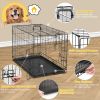 Dog Crate with Divider Panel,42 Inch Double Door Folding Metal Wire Dog Cage with Plastic Leak-Proof Pan Tray, Pet Kennel for Indoor