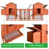 Outdoor Wooden Chicken Coop, 124" Large Hen Cage Rabbit House, Bunny Hutch with Ventilation Door