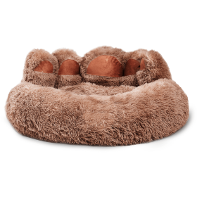 Cute Dog Bear Paw Shape Dog Bed, Dog Beds & Furniture For Small And Medium Dogs, Cozy Plush Cute Cat Beds For Indoor Cats (Option: Khaki-30inch)