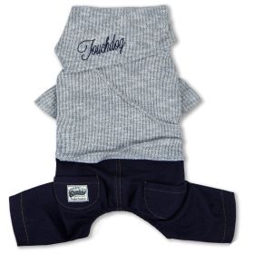 Touchdog Vogue Neck-Wrap Sweater and Denim Pant Outfit (Color: Grey, size: X-Large)