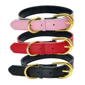 Genuine Leather Dog Collar; Wide Dog Collar; Soft Padded Breathable Adjustable Tactical Waterproof Pet Collar (Specification (L * W): L 51*2.5cm, colour: Red)