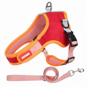 dog Harnesses and dog leash set; Suede Pet Chest Strap Saddle Vest Style Dog Chest Back Reflective Dog Strap Dog Rope Wholesale (Specification (L * W): XL, colour: Red)